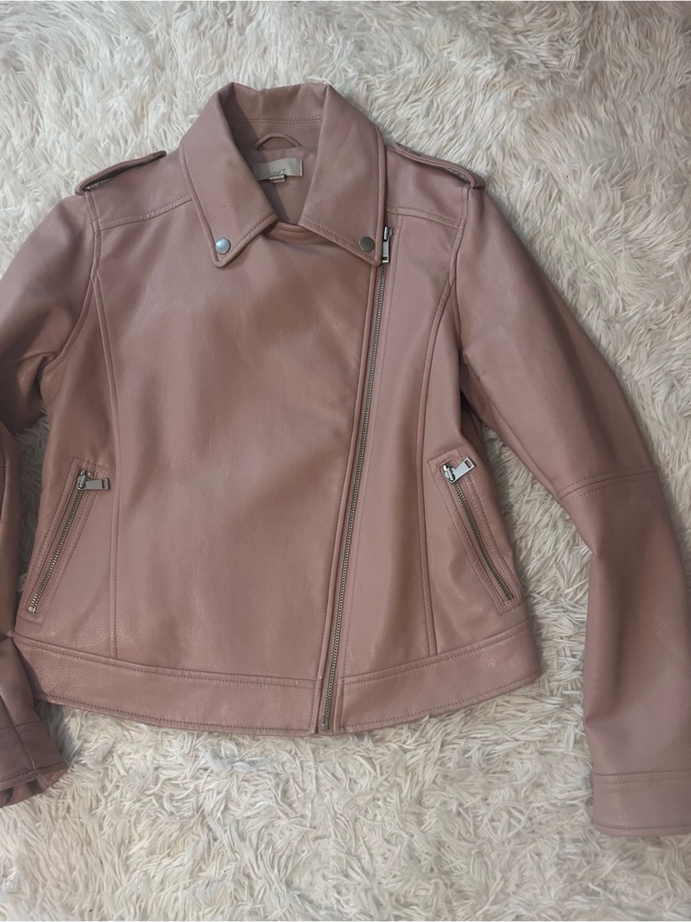 LOFT Dusty Rose Leather Moto Jacket